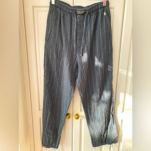 Polo Ralph Lauren 100% cotton Gray Striped Pajama Bottoms. Size S waist 28-38"